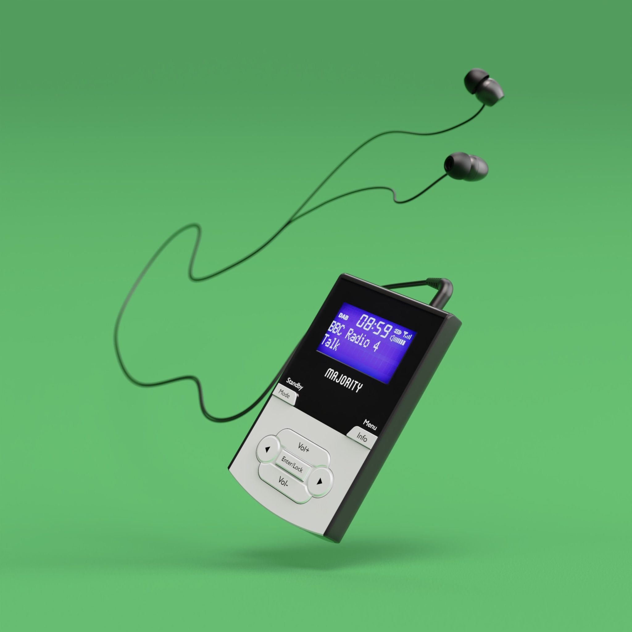 Pocket Portable DAB Radio - Petersfield on Green Background